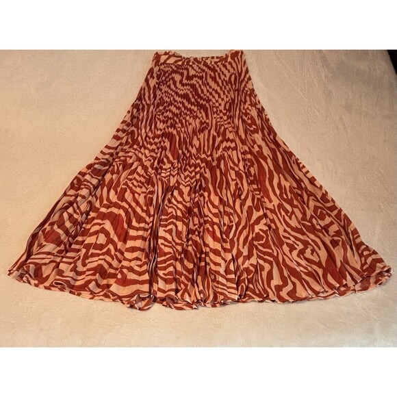 Anthropologie Maeve Midi Skirt Red Isobel Silky Pleat Preppy Retro Boho 6 NWT - Picture 2 of 10
